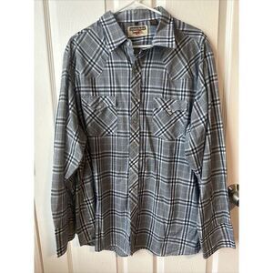 Vtg Youngbloods Western Pearl Snap Long Sleeve Shirt‎ Men 2X  Blue Plaid